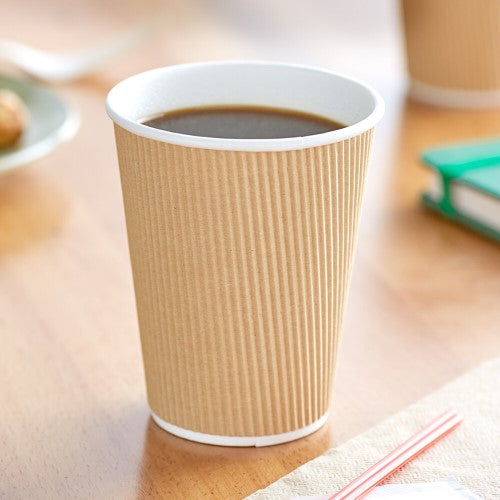 Ripple Paper Cup Triple Wall Bio Hot Cup (355ml/12oz) Kraft 500 pieces