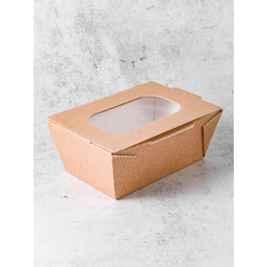 16oz Small Food to Go Takeaway Taste Boxes - With Window Recyclable [500ml] 50 Boxes